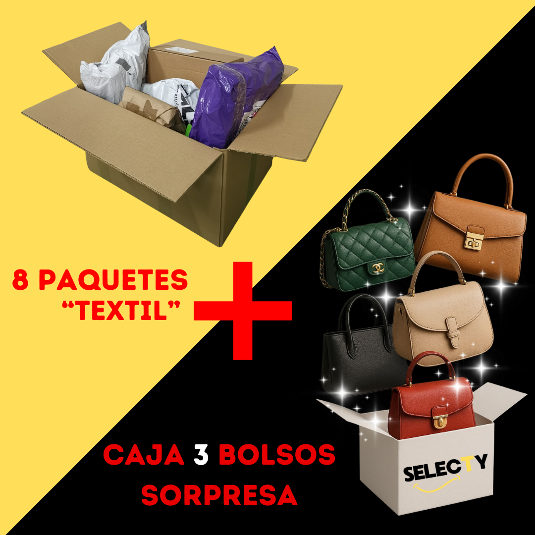 8 Paquetes Textil + Caja 3 Bolsos