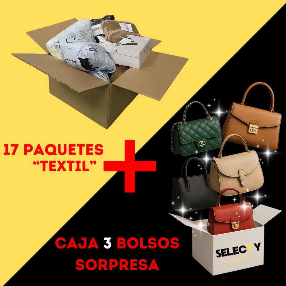 17 Paquetes Textil + Caja 3 Bolsos