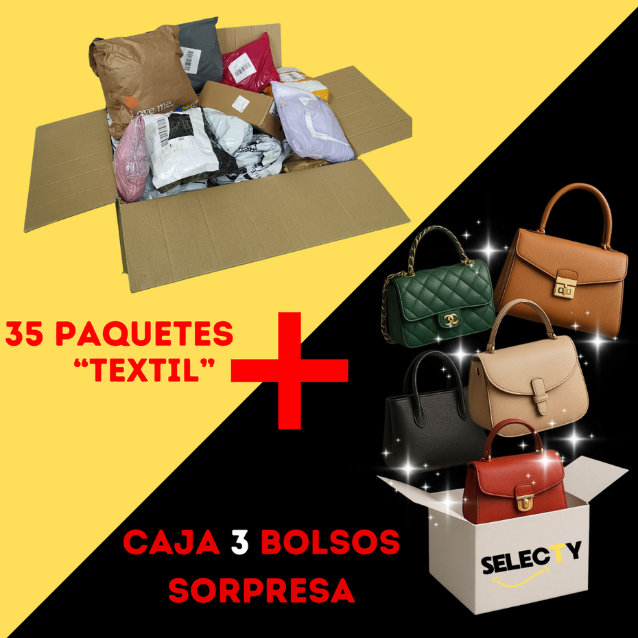 35 Paquetes Textil + Caja 3 Bolsos